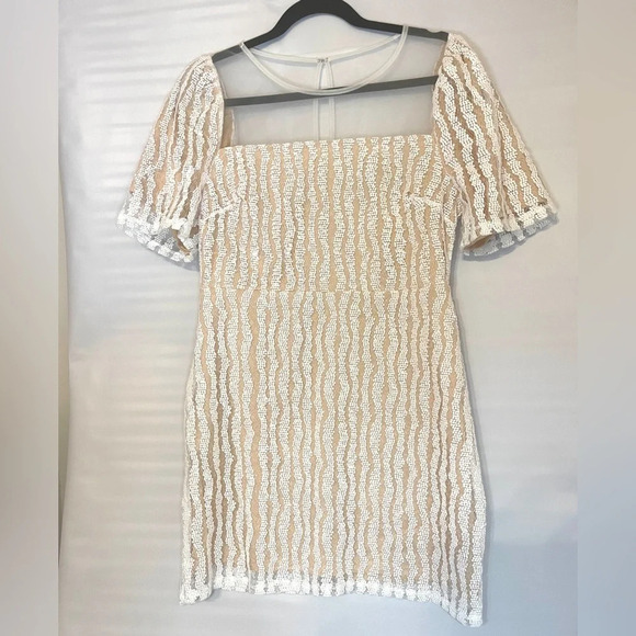 Lulu’s Smile a Minute White Embroidered Mesh Short Sleeve Mini Dress - Picture 2 of 6